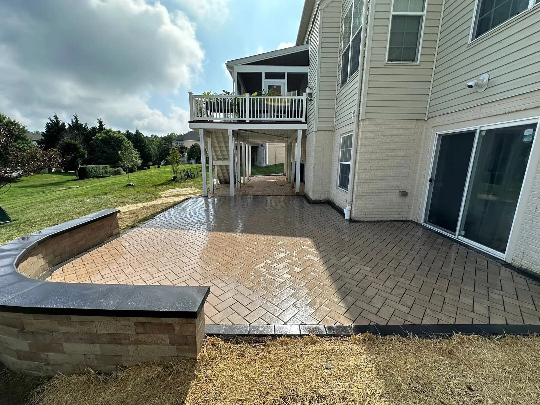 Custom concrete pool deck finish