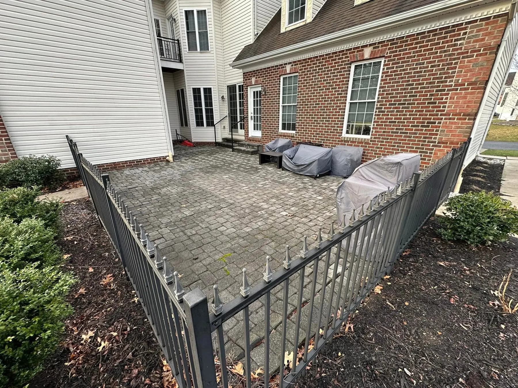 Paver patio in a residential corner yard