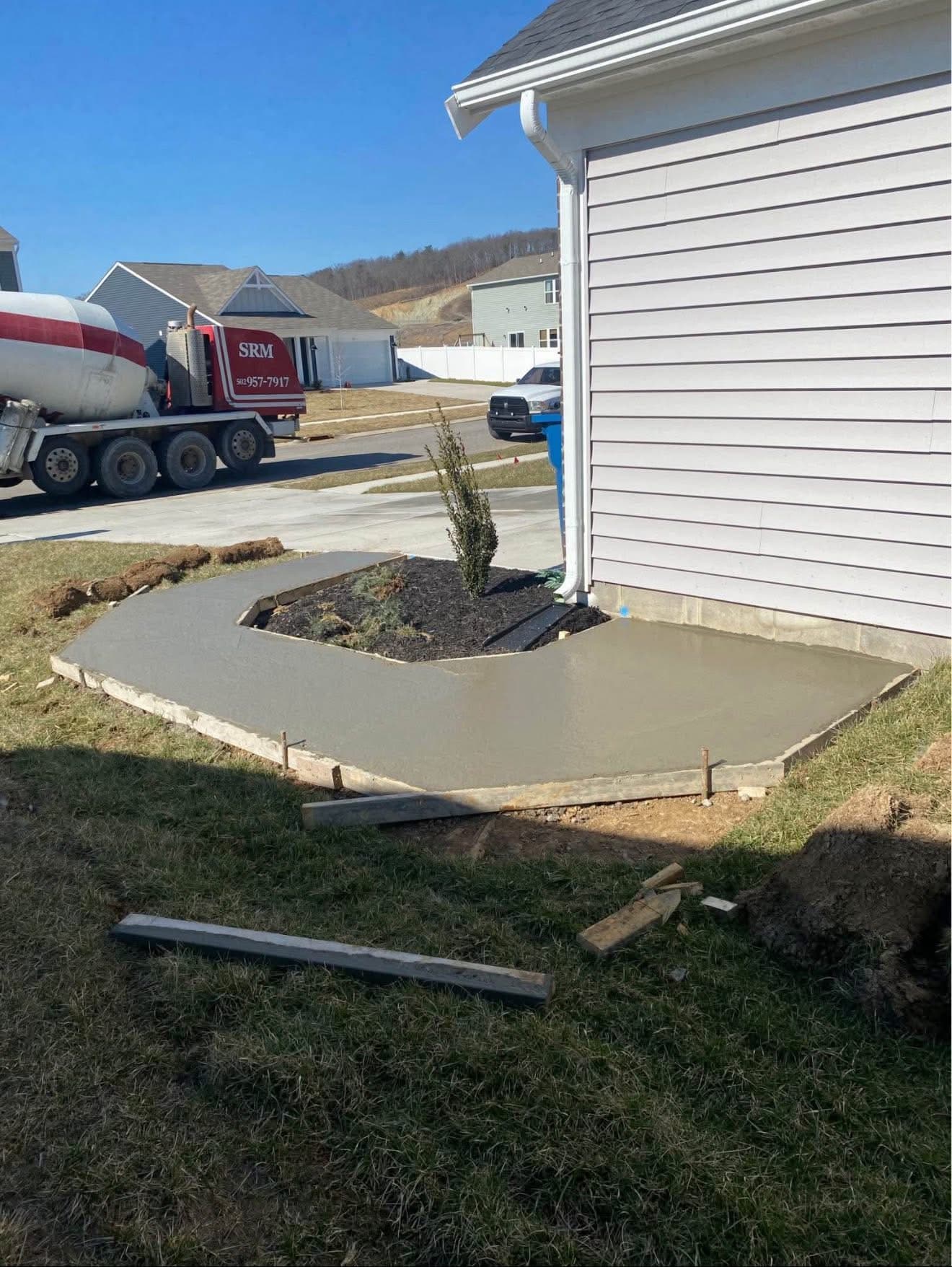 Finished patio at golden hour