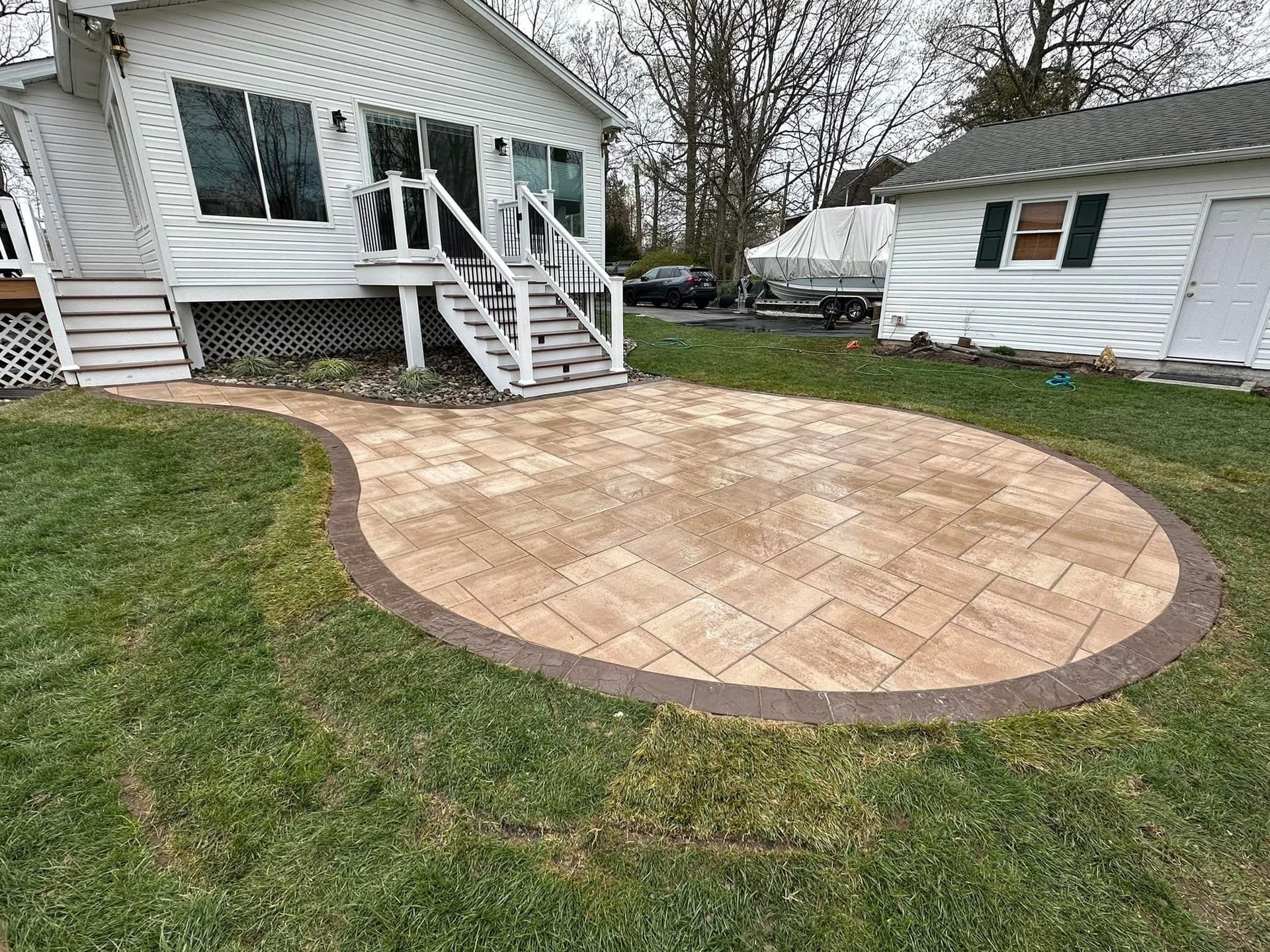 Completed hardscape outdoor living space