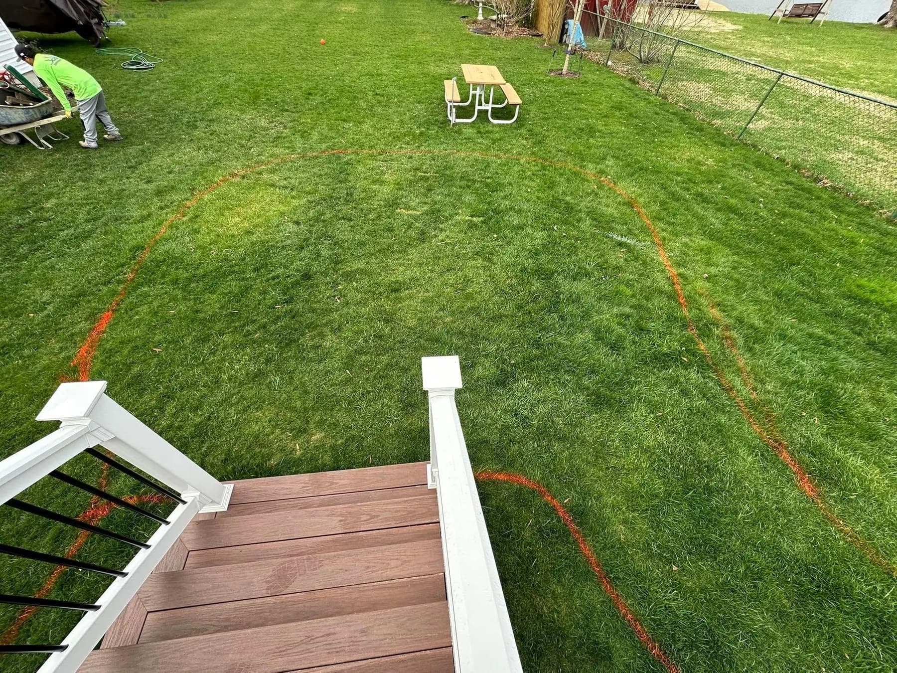 Retaining wall and terrace from above